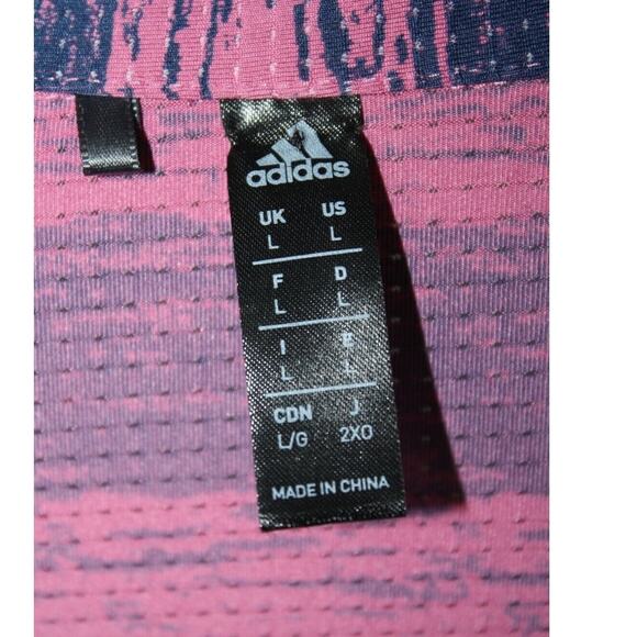 adidas Pink and Blue Striped Polo Shirt - Picture 3 of 4